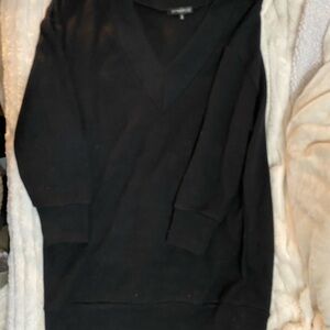 Classic Black V-Neck Sweater Dress